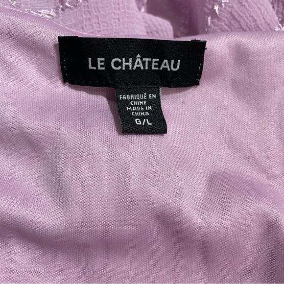 Le Chateau chiffon blouse smocked waist puff sleeve lined soft lilac textured LG - Picture 6 of 11